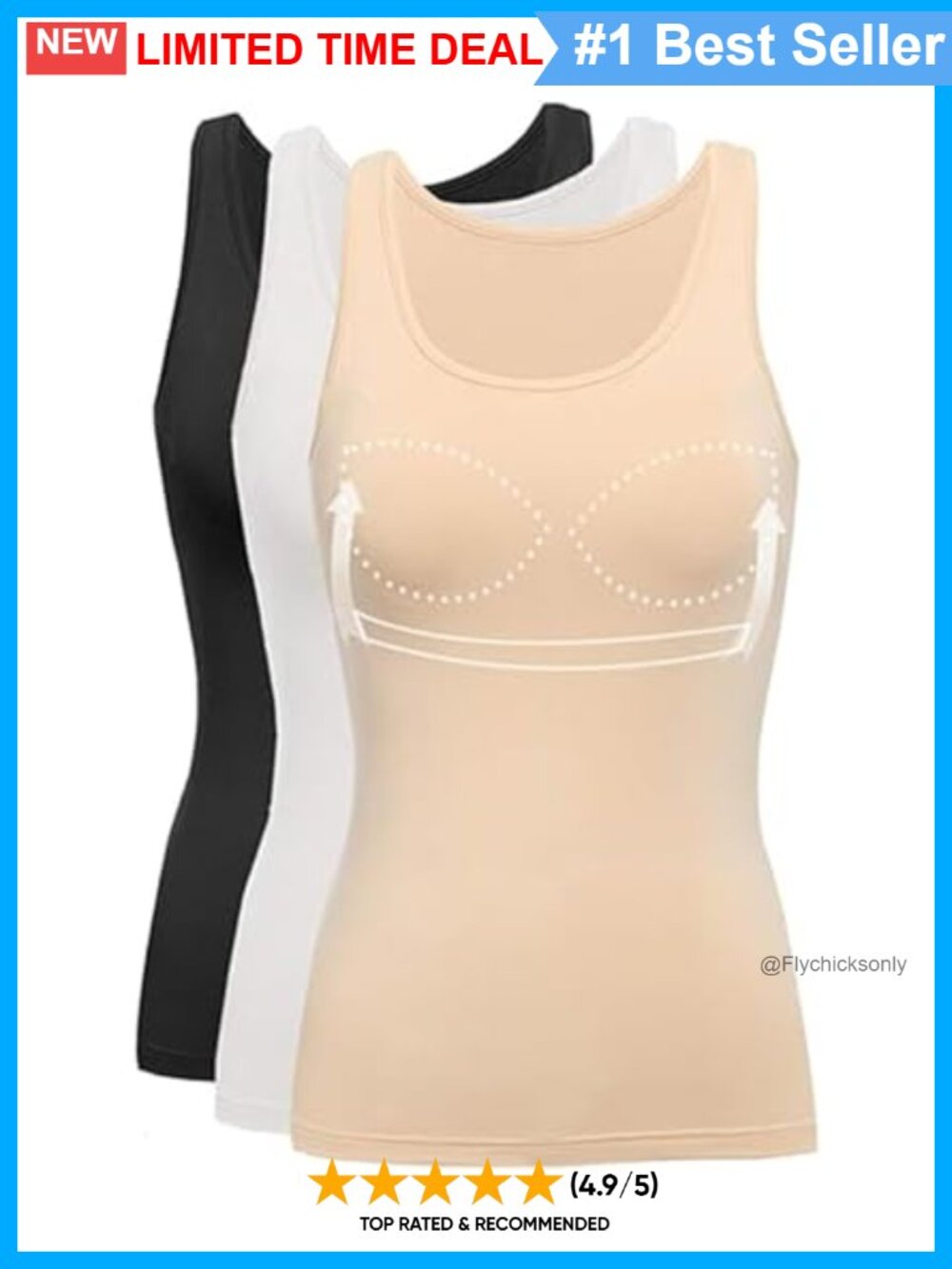 Viscose Tank Top with Built in Bra Cup Wide Strap Sleeveless Camisole Yoga Top